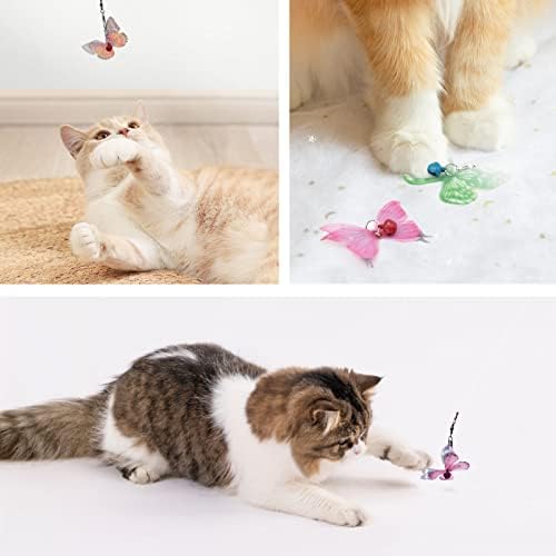Играчки за пеперутки со мачки со песни - 13 парчиња сет за играчки за мачки, играчка за мачка со мачки со заменски полнења со bellвонче,