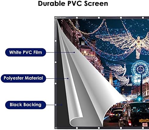 Instahibit 150 16: 9 преклопен проектор на проекторот Преносен надворешен двор на филмскиот екран на предниот дел на проекцијата ПВЦ 3D