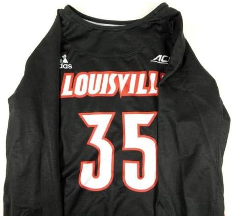 Womensенски уникатен кардинали на Луисвил 35 игра користена LS Black Jersey Lacrosse L 679 - Колеџ игра Користена