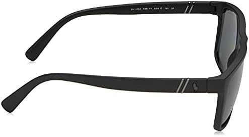 Поло ралф Лорен МЕНС PH4133 Правоаголни Очила За Сонце, Мат Црна/Поларизирана Сива, 59 мм