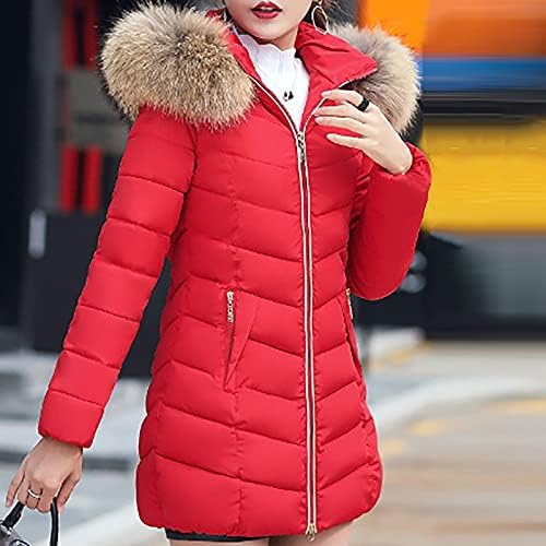 Foviguo плус големина Зимски палта за жени, долги ракави со палто за жени Encanto паб есенски долги памучни палта од памук