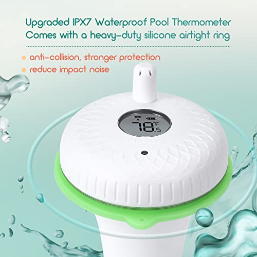 Термометар за лебдечки базен со Inkbird 2-ри генерал со IBS-M2 Wi-Fi портал комбо, безжичен сет на термометар за базени, лесно читање,