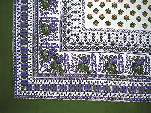 Индиски печатен плоштад памук чаршав 60 x 60 маслиново зелено