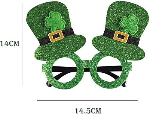 Очили за Денот на Свети Патрик, очила за шамари, очила за детелина на партијата Патрик, зелени ирски додатоци за жени и мажи Лепречан партиски