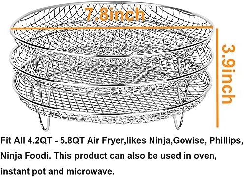 XL Air Fryer додатоци -воздух Фрајер Три ладилни лавици за Gowise Phillips USA Cozyna Ninjia Airfryer, Air Fryer Rack Нерѓосувачки челик одговара на сите 4.2QT - 5,8QT Air Fryer, печка, шпорет на притисок, по