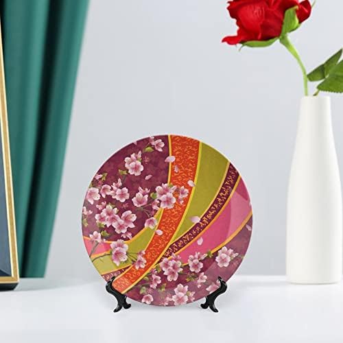 XISUNYA 6 инчи Декоративна чинија, порцелан со цвеќиња, ориентална сакура цвет јапонски цреша дрво печатење керамички wallид,