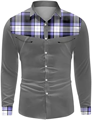 XXBR есенски кошули за мажи, бои за крпеница лента со ленти со долги ракави редовни деловни кошула за работа, забава