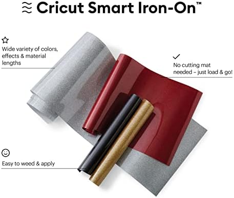 Cricut Smart Iron-On HTV Transmiter Virtive Vinyl Black, Blight Bunder-13in x 9ft Iron-On за DIY маици, тота, перници, пакет на винил за топлински