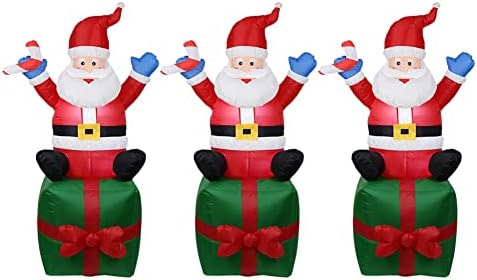 Пет домени надуени Божиќни украси на надувување на отворено Дедо Мраз со трска на надувување на играчки Божиќни реквизити за забави за декорација