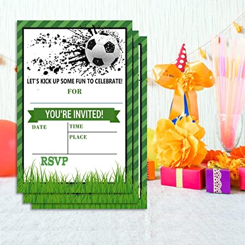 Покани за фудбалска забава Деотиди за момчиња, идеја за роденденска забава со теми од фудбал за деца, пополнети картички за покани