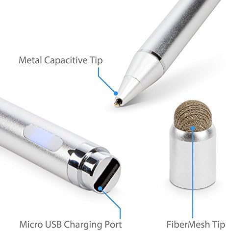 Пенкало за пенкало Boxwave Compatible со Motorola Moto G Power - Accupoint Active Stylus, електронски игла со ултра фино врв - металик сребро