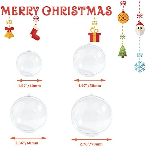 40 компјутери чисти Божиќни украси топка, пластични украси за пополнување, DIY украси за новогодишни топки за занает, Божиќ, свадба,