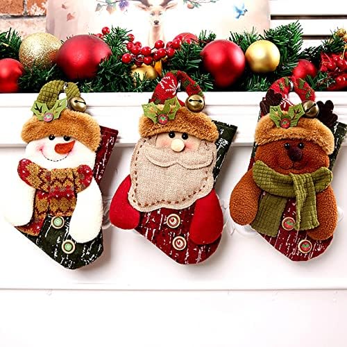 Дијаманти за автомобил украси Божиќна декорација, Божиќни чорапи Божиќ со bellвоно приврзок Снежен човек старец чорапи Кенди торба Божиќни големи