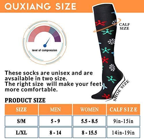 Чорапи за компресија на Quxiang за жени и мажи 15-20 mmhg, најдобро за медицински, медицински сестри, трчање, атлетски, варикозни вени, патување