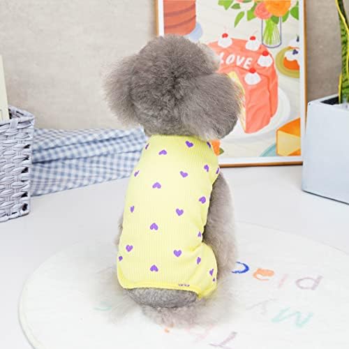 Лојани ребра пижами за кучиња мачка симпатична loveубов печатено куче, без ракави со ракави 2 нозе мачки кошули за летни скокови