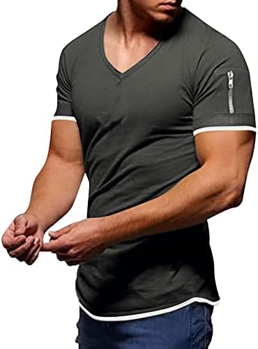 Xxbr маици за мажи v вратот летни кратки ракави спортови врвови за атлетски тренинзи мускули модни основни маички