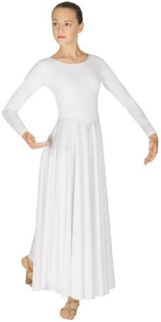 Eurotard Womens 13524 Обожавање со долг ракав пофалби литургиски целосен танцов фустан