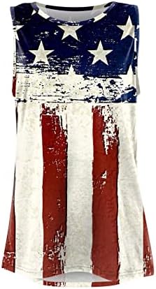 ТВГОН 4 -ти јули кошули за жени Меморијал Ден на резервоарот е на врвот на патриотското двојно лето на американско знаме, обични