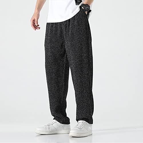 Момче на отворено драпени плетени хеланки џогирање џемпери со џемпери со голема удобност памук обични панталони панталони за мажи за мажи