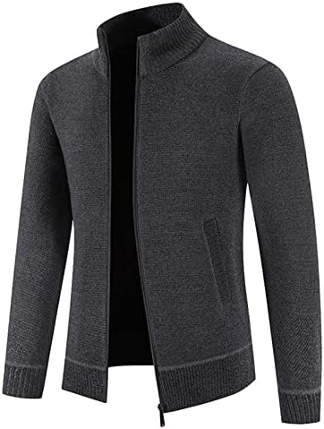 XXBR кардиган џемпери за џемпери за мажи, зимски држач за јака од џемпери со јака, тенок вклопна топла надворешна облека
