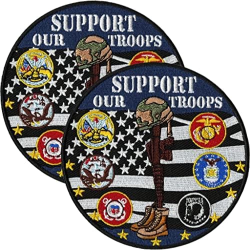 2 парчиња ги поддржуваат нашите трупи закрпи 4 | САД воена патриотска моќ мија Американска | униформа извезена лепенка мала - од НТЦ