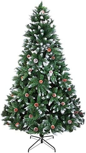 AABB новогодишна елка 7ft 1350 гранка со гранки бело дрво плус бор конус метал заграда лесен за инсталирање