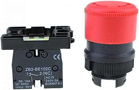 Rayess 22mm NC Црвен прекинувач за копче за итни случаи за запишување+NC AC660V/10A XB2-BS542