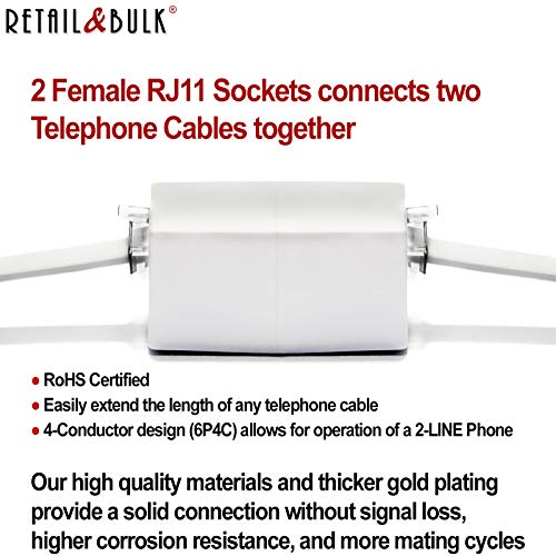 Комблер за телефонски кабел Skytekk, 6p4c Femaleенски RJ11 Jacks, златни контакти, бакарни жици