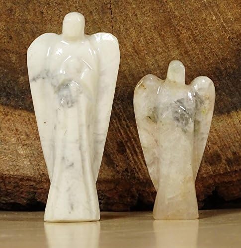 Reikiera by Conchshell Hand Ressed Pocket Crystal Guardian Howlite Angel Angel Hualing Reiki Figurines Статуа со кутија за подароци-