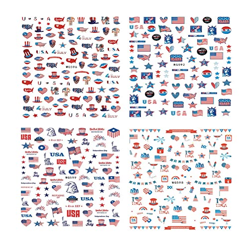 Ден на независност Патриотски налепници за уметност на ноктите Декларации Американски знаме за нокти, Уметноста на ноктите за декорација на нокти