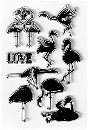 Фламинго Денот на в Valentубените јасни марки, loveубовни лебеди животни образец транспарентен печат Силиконски јасни марки за празници за