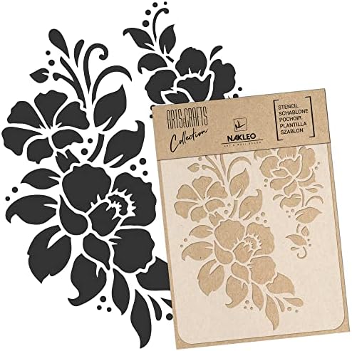 Nakleo DIY за еднократна пластична матрица - 30x42cm / 11,7 ”x 16.5” - Цвеќиња рамка цветни 2- Уметнички занаетчиски wallидни образец за снопчиња
