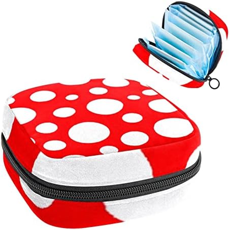 Санитарна торба за складирање на салфетка, торбичка за подлога, торбичка за подлога, мала торба за шминка, бел меур беспрекорна црвена шема