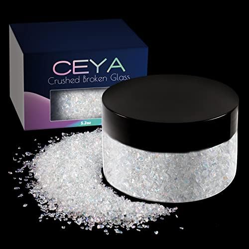 CeyA 5.3oz/ 150g мелени неправилно стакло разнобојни бели кристални чипови скршено стакло сјај 2-4мм занаетчија за занаетчиски сјај за епоксидна