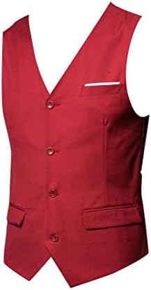 Badhub Mens Formal Business Suit елек 4 копчиња Редовно вклопување на елементот тенок фит -лапт фустан елек за костум или смокинг