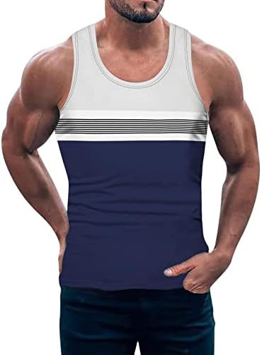 XXBR MENS LETUETAN TORK врвови во боја блок -лента за крпеница спортска кошула без ракави врвен атлетски тренинг за теретани резервоари за