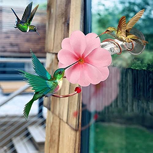 Hummingbird фидер силен вшмукување чаши црвен цвет ликвидација чиста цевка, фидер за птици на отворено, лесен за пополнување