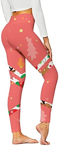 Swrowesi Women'sенски Божиќен печатење подигање со високи половини со јога панталони