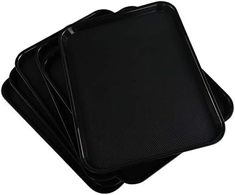 Пластични фиоки за пластика на Енккиус, фиоки за брза храна во правоаголник сет од 6, црни
