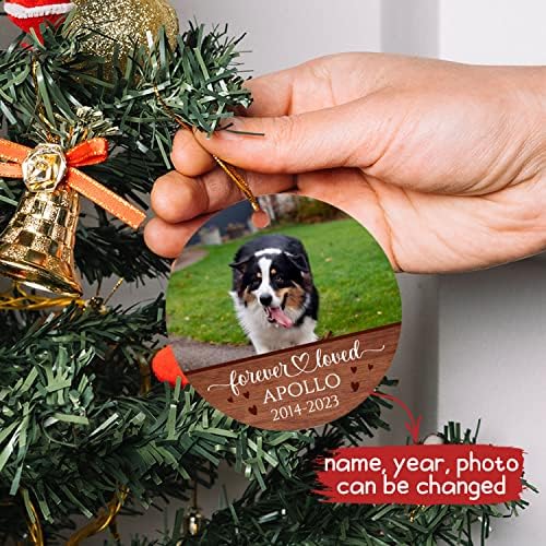 Персонализиран меморијален украс за миленичиња, прилагодено кучиња мачка за домашно милениче фотографија, засекогаш сакани Божиќни