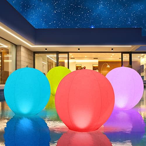 Светла со лебдат базен соларни напојувања, 14 -инчни базени светла што лебдат, надуени водоотпорни LED светлосни топки со базен, светла