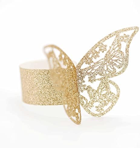 Eastvita 50pcs пеперутка форма на салфетки прстени шупливи од салфетки хартија држач за салфетка за места за места за свадбени приеми вечера празнични забави Семејни соб