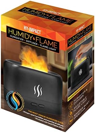 Humidy Flame од Hy-Impact Neusless Humidifier, Air Diffuser за Home & Office, преносен дифузер за арома одлично за јога или