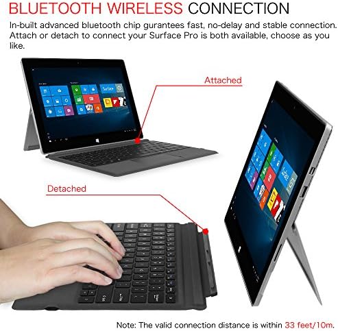 Покрив од типот Fintie за Microsoft Surface Pro 7 Plus / Pro 7 / Pro 6 / Pro 5 / Pro 4 / Pro 3, Ultrathin Portable Wireless Bluetooth тастатура