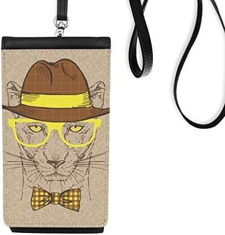 Очила леопард убав уметнички деко подарок моден телефон паричник чанта што виси мобилна торбичка црн џеб