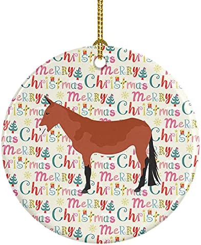 Богатства на Каролина WDK2690CO1 Муле Божиќен керамички украс, украси за новогодишни елки, висечки украс за Божиќ, празник, забава, подарок, подарок,