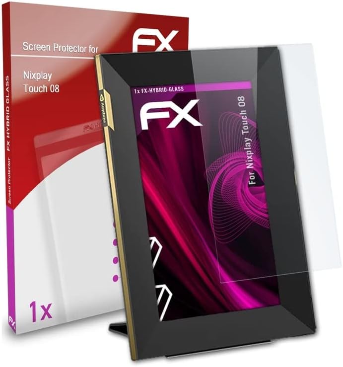 Атфоликс пластично стакло заштитен филм компатибилен со Nixplay Touch 08 Glass Protector, 9H хибриден стаклен FX стаклен екран заштитник на