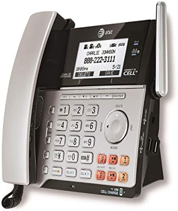 AT & T TL86103 Dect 6.0 Поврзете се со системот за одговарање на линијата Cell 2 со лична карта/повик на повик, 1 кабел и 1