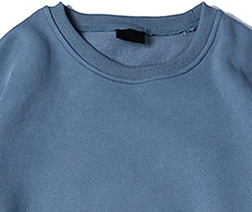 Машка основна цврста руно капка раменица за џемпери на рамената Премиум премиум екипаж со долги ракави трендовски врвови на блуза за