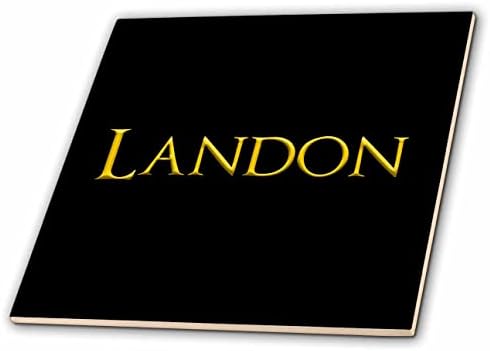 3drose Landon популарно име бебе момче Во Америка. Жолта на црна амајлија-Плочки
